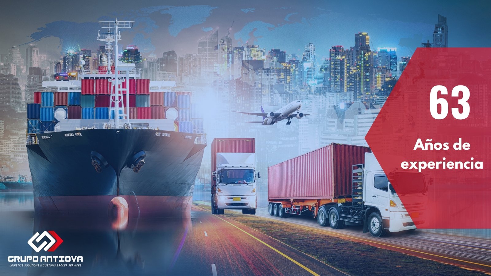Transporte terrestre, marítimo y aéreo coordinado en una terminal de carga